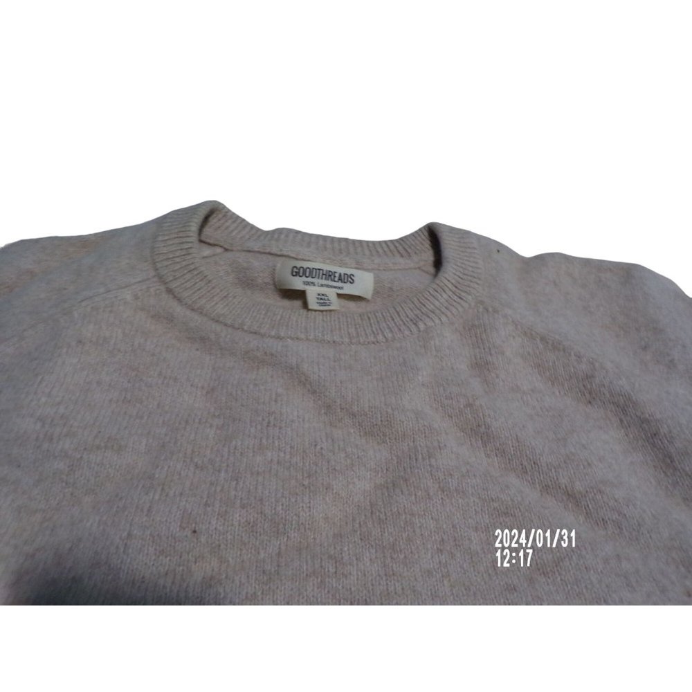 GoodThreads XXL Tall Tan Beige Lambswool Men Long Sleeve Sweater Crew Neck